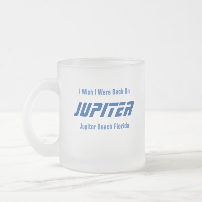 Taza De Cristal Esmerilado Júpiter Beach Florida Café Mug (Izquierda)