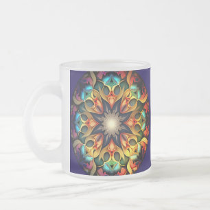 Taza De Cristal Esmerilado Kaleidoscope Mandala Flower Design-23091