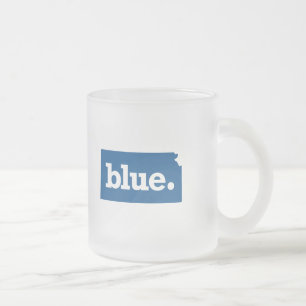 TAZA DE CRISTAL ESMERILADO KANSAS ESTADO AZUL