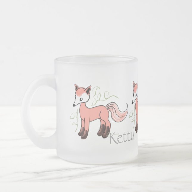 Taza De Cristal Esmerilado Kettu -- Fox finlandés lindo (Izquierda)