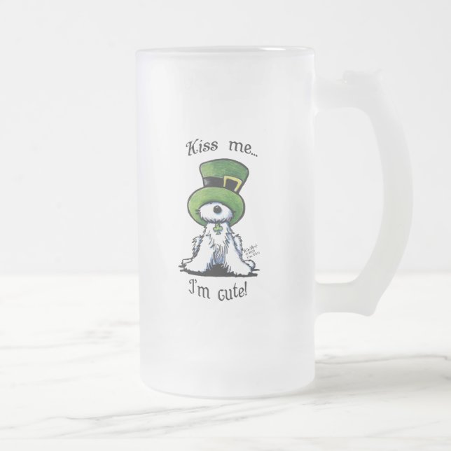 Taza De Cristal Esmerilado KiniArt besarme a Westie (Derecha)