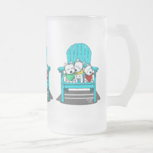 Taza De Cristal Esmerilado KiniArt Playa Trío Westie