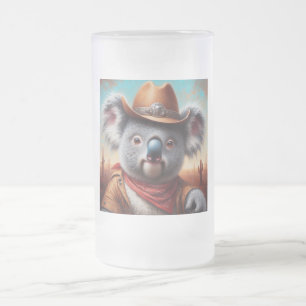 Taza De Cristal Esmerilado Koala Cowboy