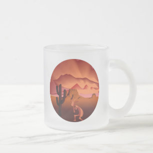 Taza De Cristal Esmerilado Kokopelli del suroeste