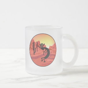 Taza De Cristal Esmerilado Kokopelli Southwest Sunset Mugs