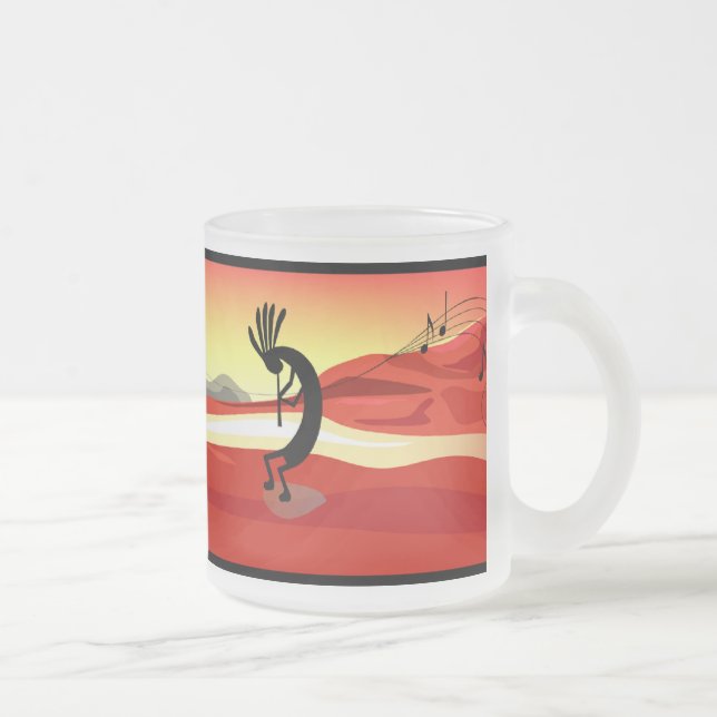 Taza De Cristal Esmerilado Kokopelli Sunset Mug (Derecha)