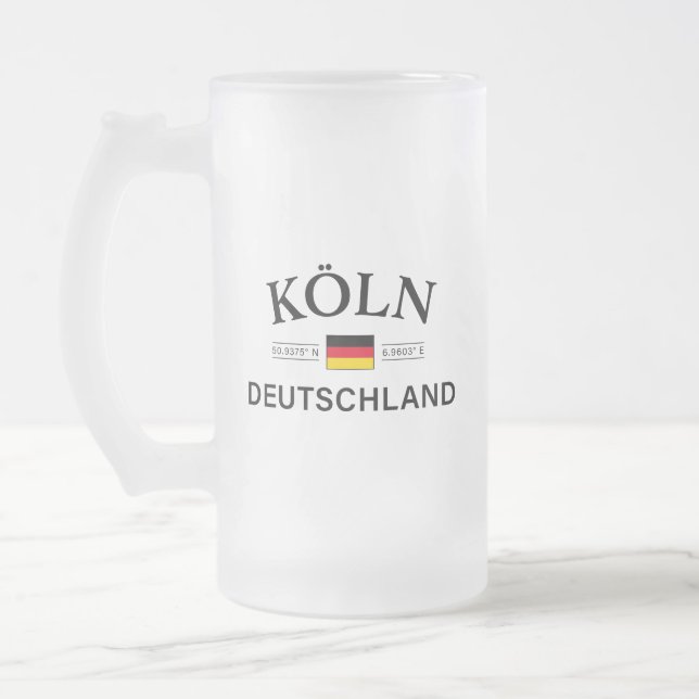 Taza De Cristal Esmerilado Koln (Colonia) Coordenadas Deutschland Alemán (Izquierda)