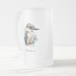 Taza De Cristal Esmerilado Kookaburra azul verdadero, personalizado