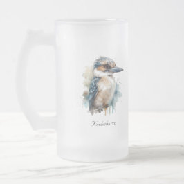 Taza De Cristal Esmerilado Kookaburra azul verdadero, personalizado