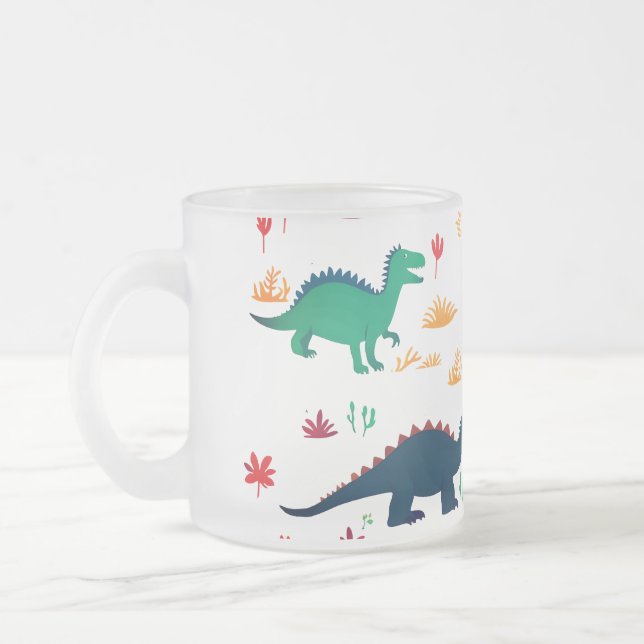 Taza De Cristal Esmerilado l Dinosaurs Pattern  (Izquierda)