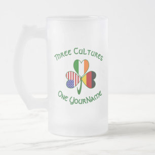 Taza De Cristal Esmerilado La bandera alemana irlandesa de EE. UU. marca Sham