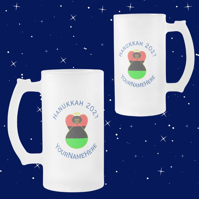 Taza De Cristal Esmerilado La bandera de Angel Hanukkah de la diáspora africa (Subido por el creador)