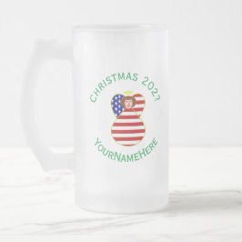 Taza De Cristal Esmerilado La bandera de los Navidades del cabello rojo del Á