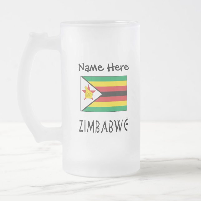 Taza De Cristal Esmerilado La bandera de Zimbabue es personalizada (Izquierda)