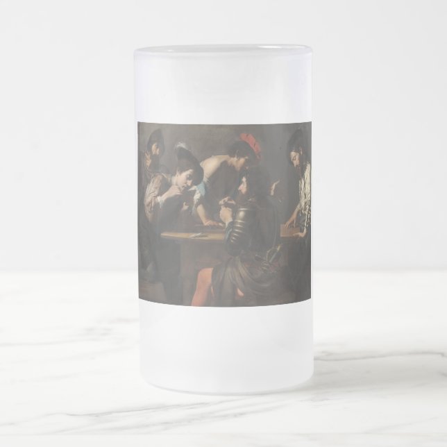 Taza De Cristal Esmerilado La barata y los soldados mercenarios jugando carta (Centro)