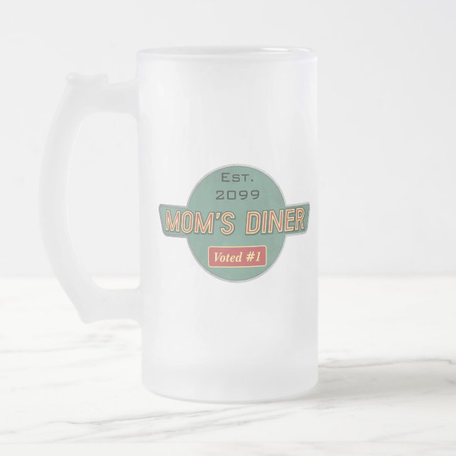 Taza De Cristal Esmerilado La bebida Retro Diner de Mamá (Izquierda)