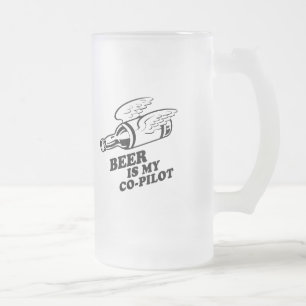 TAZA DE CRISTAL ESMERILADO LA CERVEZA ES MI CAMISETA DEL COPILOTO