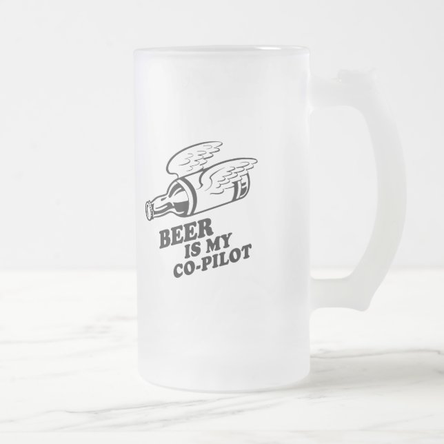 TAZA DE CRISTAL ESMERILADO LA CERVEZA ES MI CAMISETA DEL COPILOTO (Derecha)