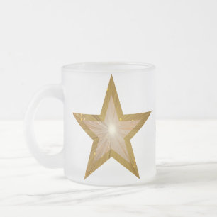 Taza De Cristal Esmerilado La estrella del oro "su texto" dos entona blanco