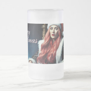Taza De Cristal Esmerilado La hermana más caliente de Santa - Feliz Navidad 0