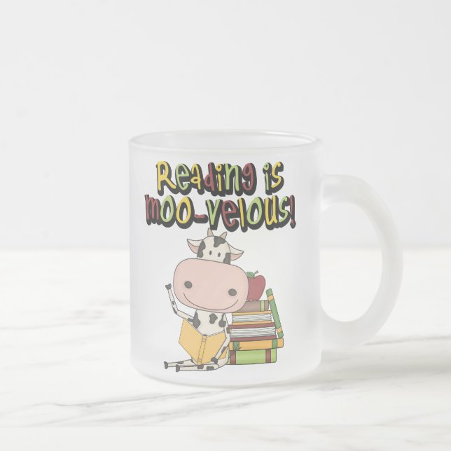 Taza De Cristal Esmerilado La lectura es MOO-velous (Derecha)