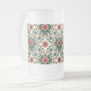 Taza De Cristal Esmerilado La magia de las flores boho - en tonos verdes y ro