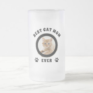 Taza De Cristal Esmerilado La mejor foto del Personalizado de la mamá del gat