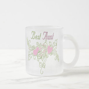 Taza De Cristal Esmerilado La mejor tía Swirling Hearts