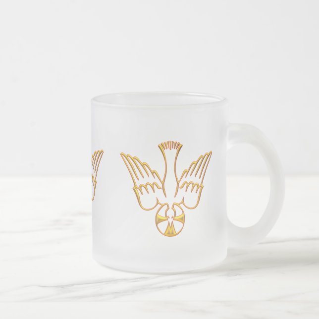 Taza De Cristal Esmerilado La mirada dorada en 3-D del espíritu sagrado (Derecha)