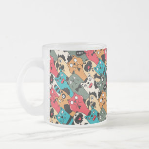 Taza De Cristal Esmerilado La multitud de gatos