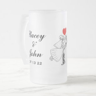 Taza De Cristal Esmerilado La novia y el novio se personalizan felices para s