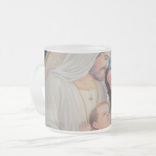 Taza De Cristal Esmerilado La Sagrada Familia: Retrato de Amor Divino
