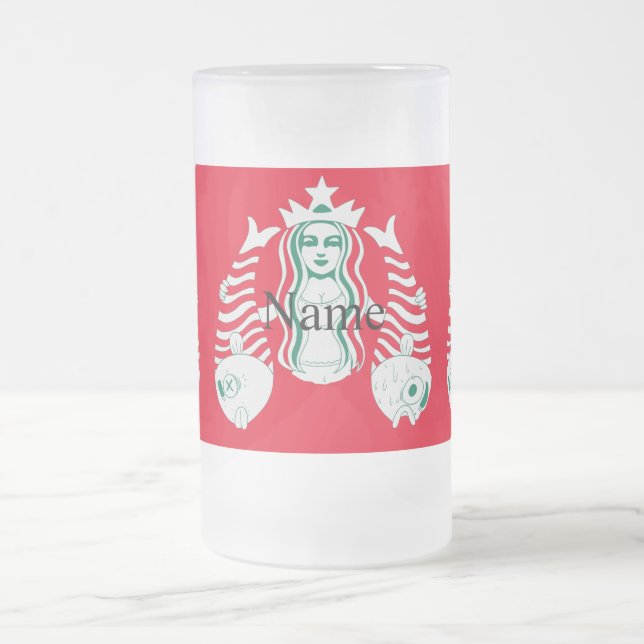 Taza De Cristal Esmerilado La sirena reina de la corona de las estrellas Thun (Centro)