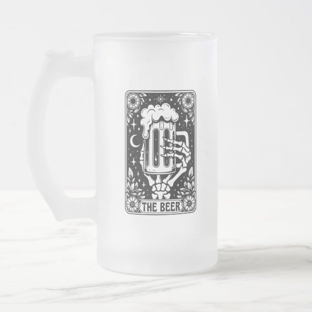 Taza De Cristal Esmerilado La tarjeta de tarot de cerveza (Izquierda)
