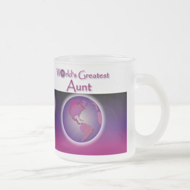 Taza De Cristal Esmerilado La tía más grande Mauve Gift Mug del mundo (Derecha)