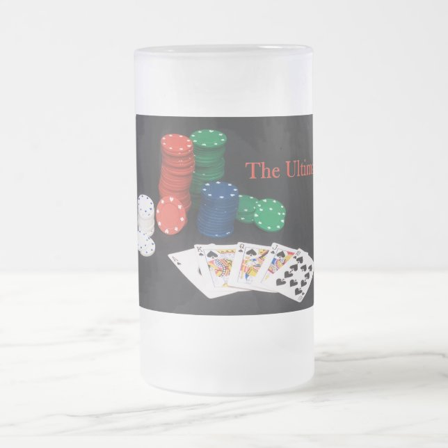 Taza De Cristal Esmerilado La última mano de póker (Centro)