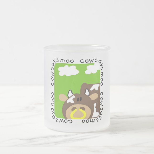 Taza De Cristal Esmerilado La vaca dice las camisetas y los regalos del MOO (Centro)