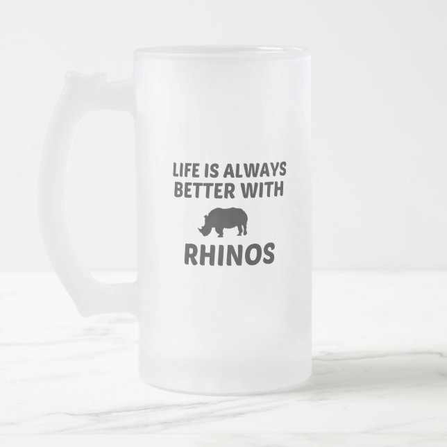 TAZA DE CRISTAL ESMERILADO LA VIDA DE RHINO ES MEJOR (Izquierda)