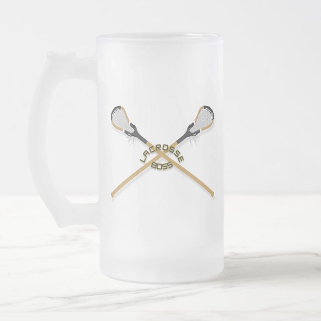 Taza De Cristal Esmerilado Lacrosse Boss Crossed Sticks (Izquierda)