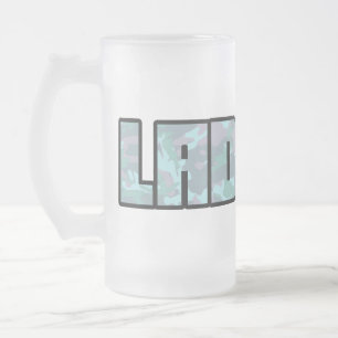 Taza De Cristal Esmerilado "Ladette" camo urbano paro de cerveza de texto azu