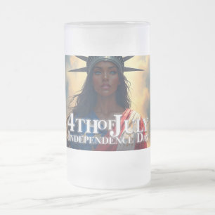 Taza De Cristal Esmerilado Lady Liberty Reimaginada: Una Nueva Cara de la Lib