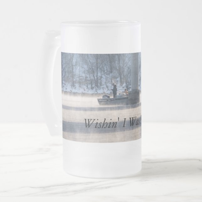 Taza De Cristal Esmerilado Lago de pesca de invierno húmedo (Anverso izquierdo)