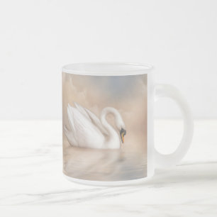 Taza De Cristal Esmerilado Lago swan