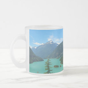 Taza De Cristal Esmerilado Lago Turquesa de montaña nevada en Washington