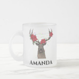 Taza De Cristal Esmerilado Lámparas de renos personalizados - navidades