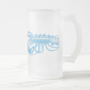 Taza De Cristal Esmerilado Langosta en azul bebé