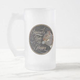 Taza De Cristal Esmerilado Las ardillas me hacen feliz - amante de las ardill