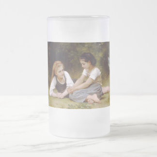 Taza De Cristal Esmerilado Las avellanas: Jóvenes muchachas recogiendo avella