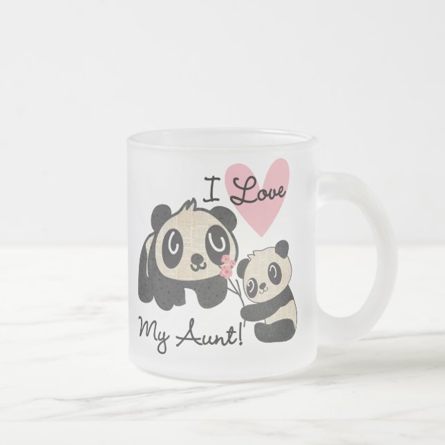 Taza De Cristal Esmerilado Las pandas I aman a mi tía (Derecha)