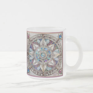 Taza De Cristal Esmerilado Las perlas de los diamantes de las zafiras rosas y